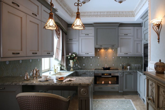 interno della cucina nei toni del grigio
