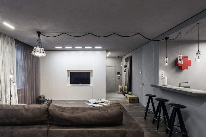 illuminazione per interni nei toni del grigio