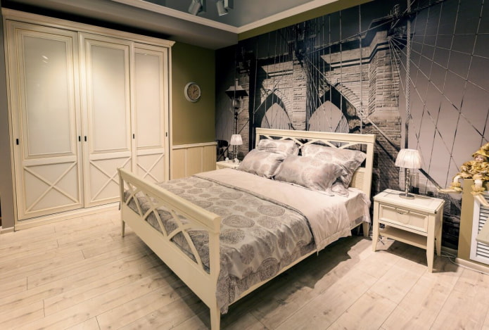 armadio nell'interno della camera da letto in stile provenzale