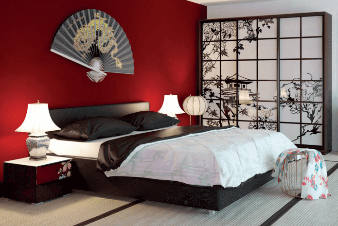 armadio nell'interno della camera da letto in stile giapponese