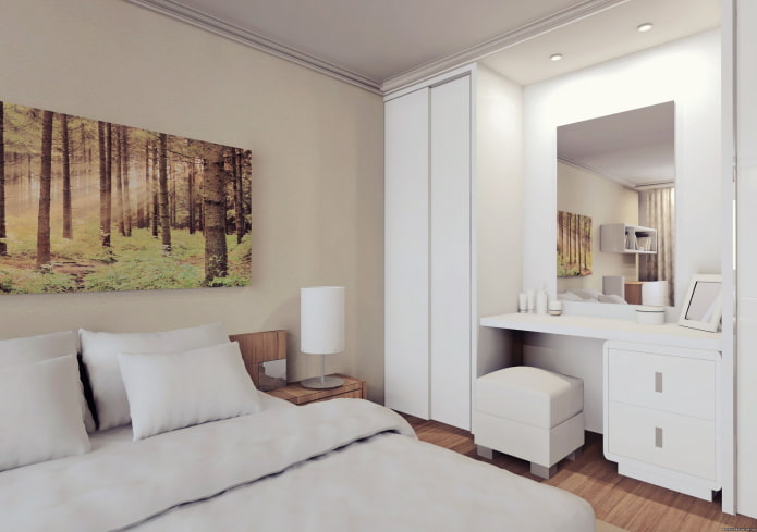 armadio con tavolo da toeletta nell'interno della camera da letto