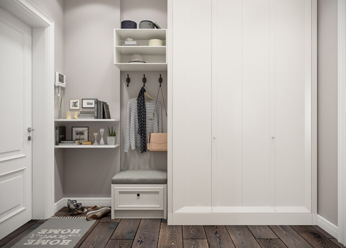 armadio guardaroba all'interno del corridoio in stile scandinavo