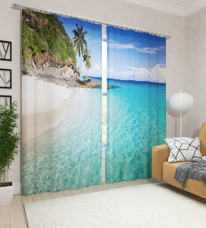 Tende 3D con immagine di una spiaggia