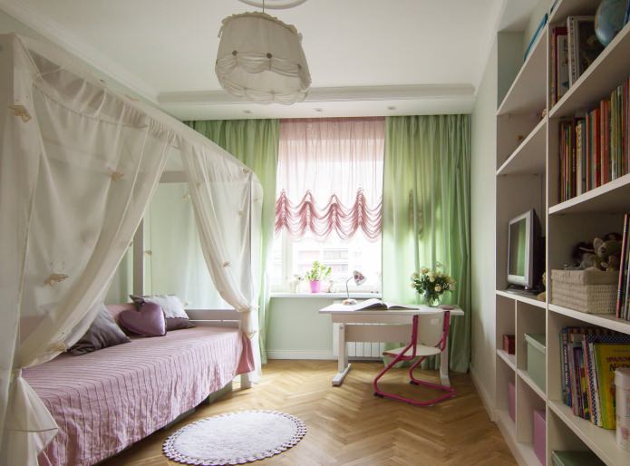 tulle rosa e verde nella cameretta dei bambini
