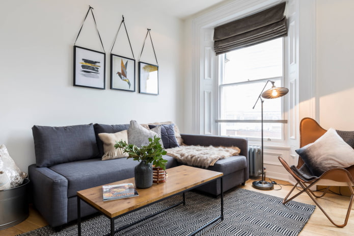 decorazioni e tessuti nel soggiorno in stile nordico