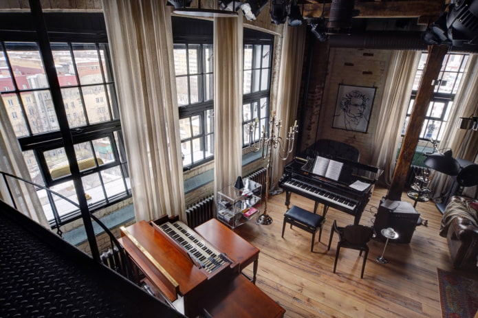tende di lino per interni in stile loft