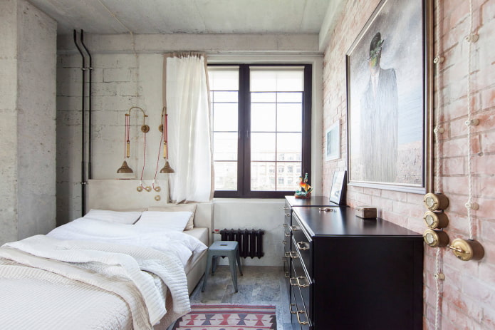 Schema di colori della camera da letto in stile industriale