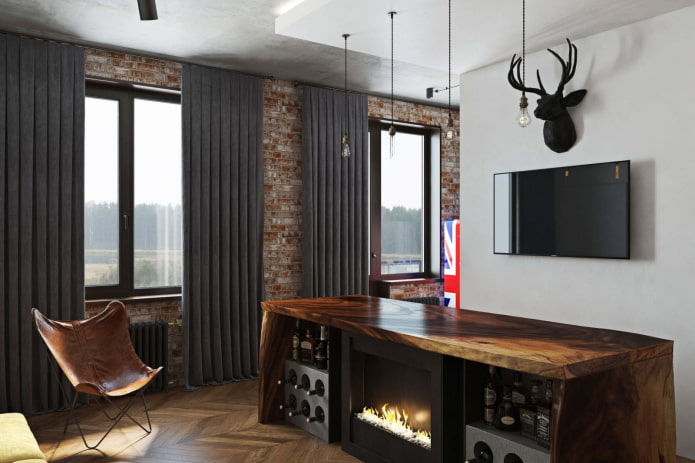tende oscuranti in un interno in stile loft