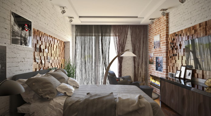 mussola in una camera da letto in stile loft