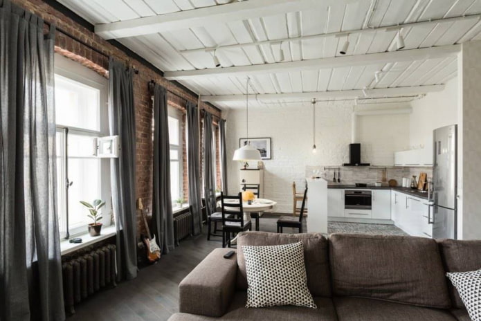 tende di lino in stile loft