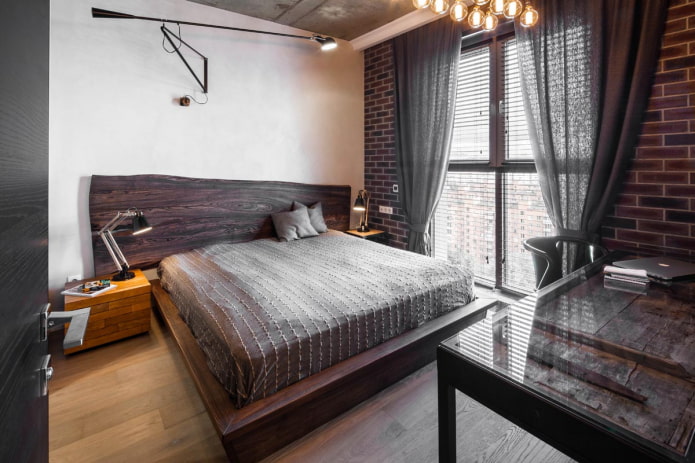 rifinitura del pavimento nella camera da letto in stile industriale