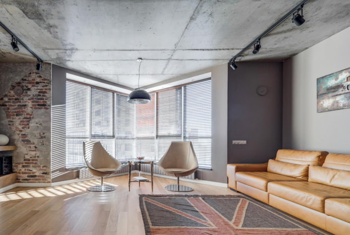 tende su finestre panoramiche in stile loft
