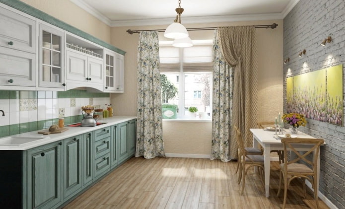 tende in cucina in stile provenzale