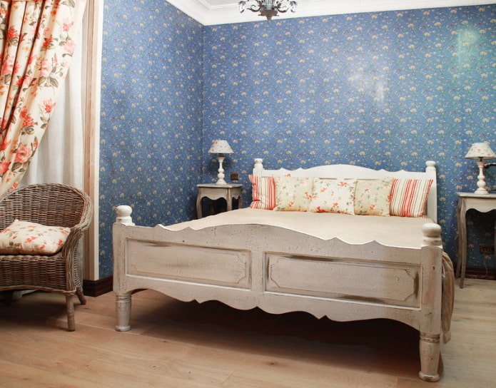 carta da parati blu in stile provenzale