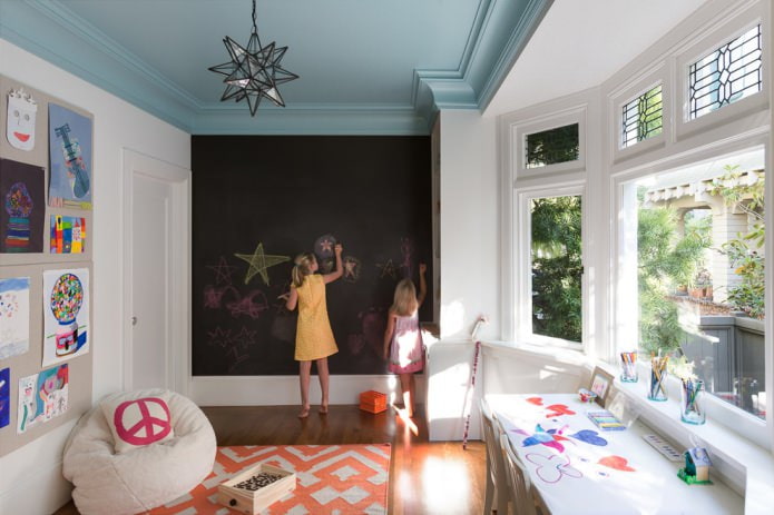Colore azzurro pallido del soffitto nella cameretta di un bambino