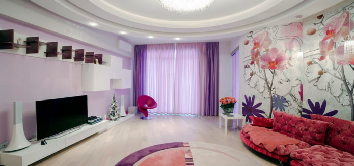 combinazione di lilla e rosa negli interni
