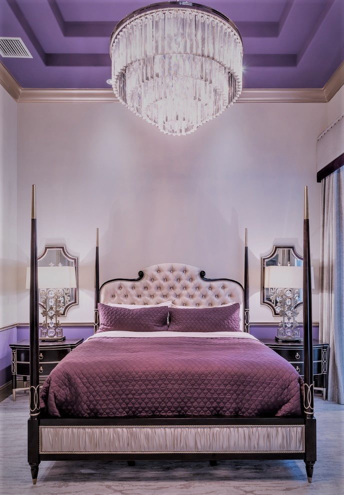 soffitto in cartongesso a due livelli soffitto viola 