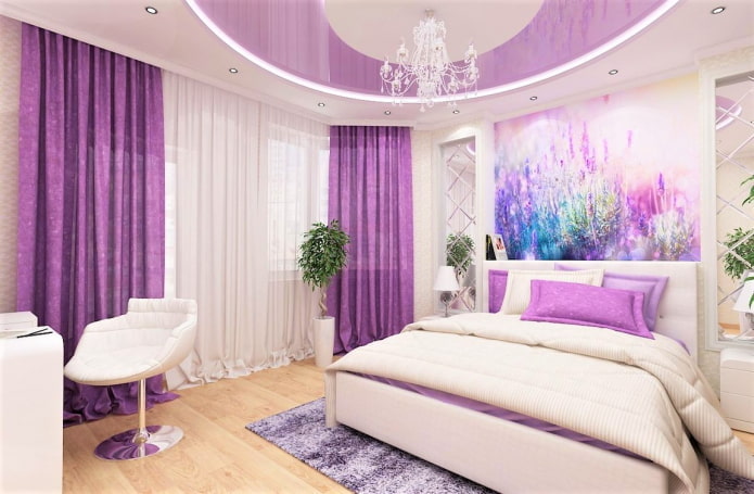 soffitto teso rotondo lilla