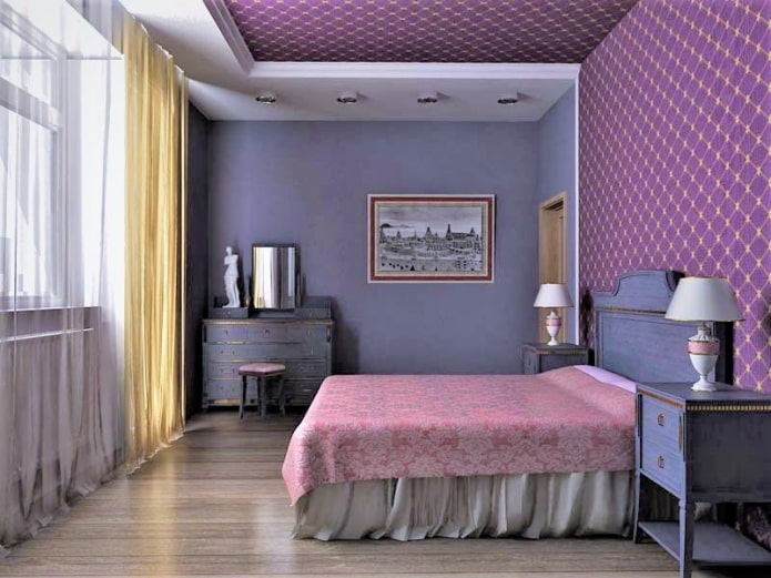 carta da parati lilla sul soffitto
