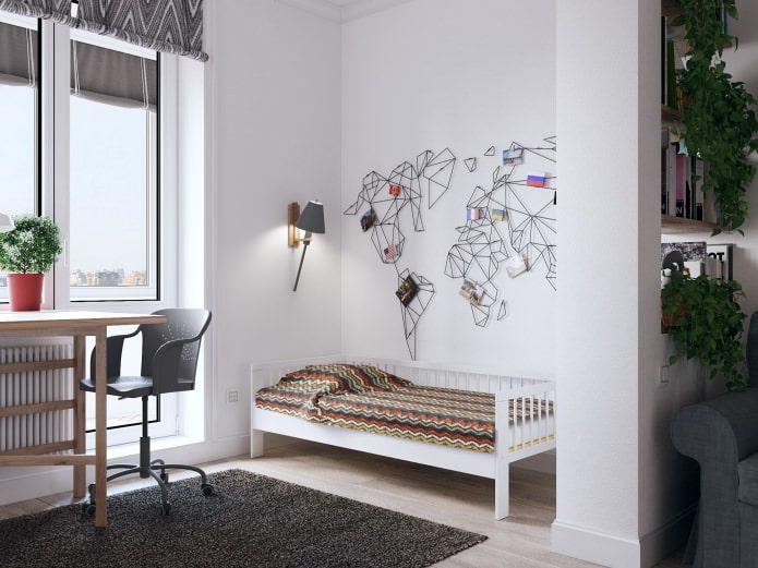 Interno di una cameretta per bambini in uno studio di 26 mq.