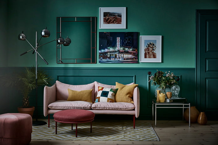 Interni scandinavi color smeraldo