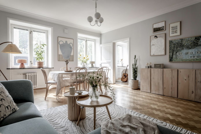 Parquet in un soggiorno scandinavo
