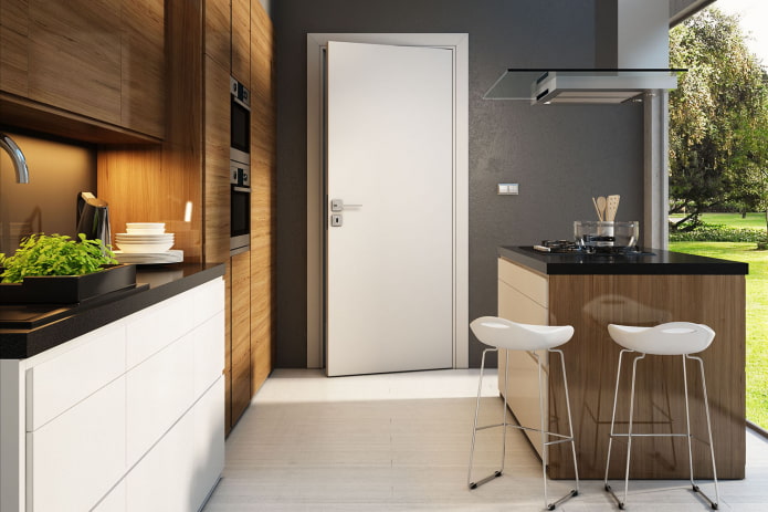 combinazione del colore delle porte con pareti e pavimenti negli interni