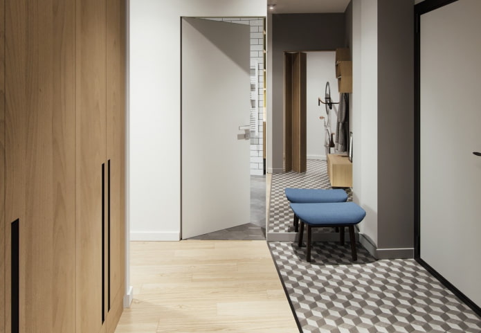 combinazione di laminato e piastrelle negli interni