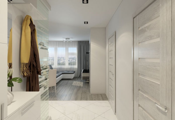 una combinazione di laminato e piastrelle nell'interno