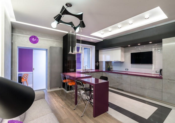 combinazione di laminato e piastrelle in stile high-tech