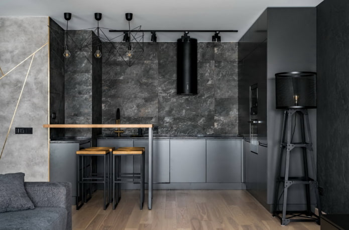 cucina nei toni del nero