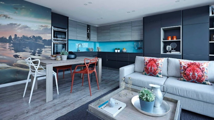 combinazione di blu in cucina
