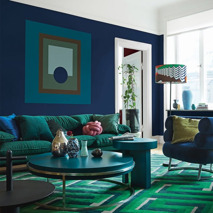 soggiorno blu-verde