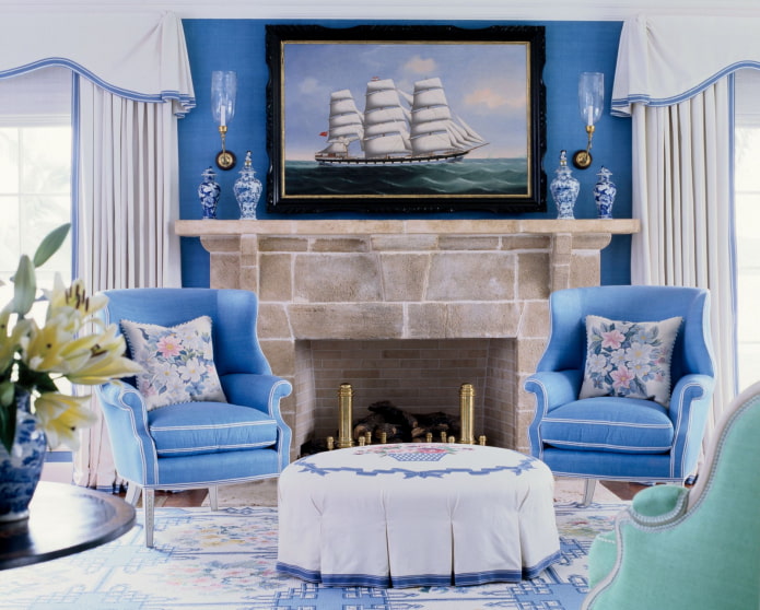 blu con beige all'interno