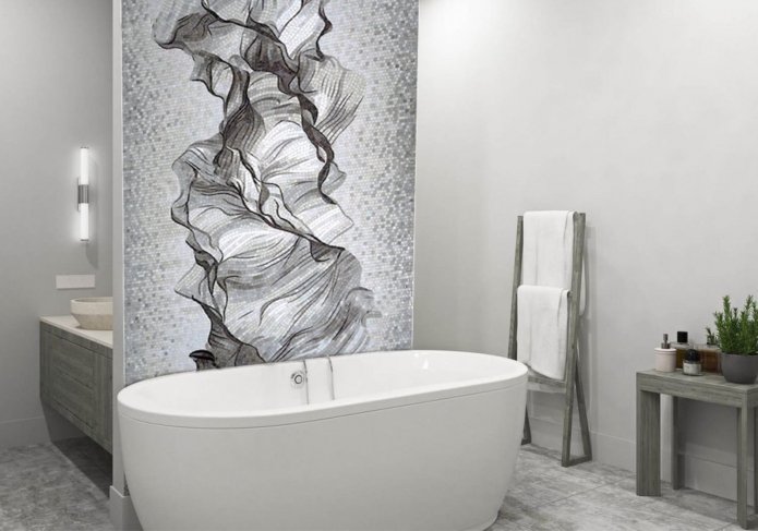 pannello di mosaico in bianco e nero bagno