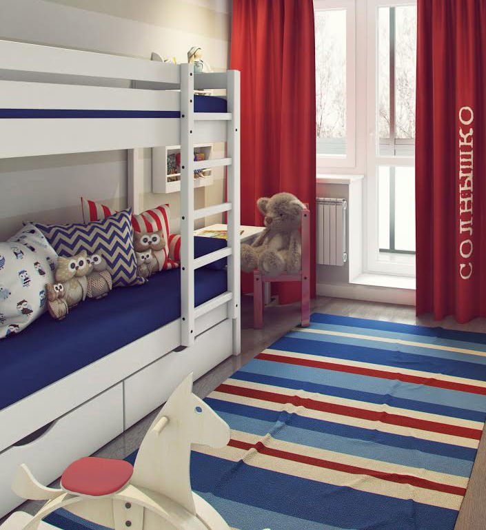 progetto di una cameretta per bambini di 9,5 mq.
