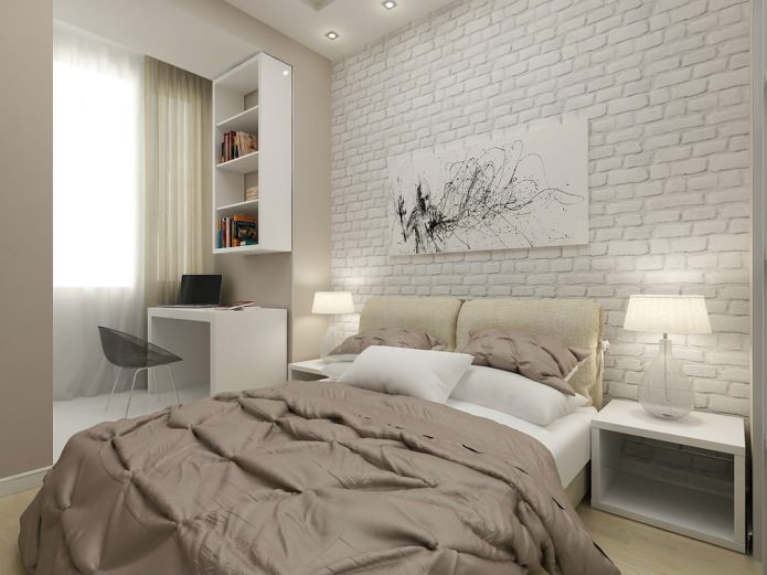 progetto di una camera da letto in un monolocale di 45 mq.