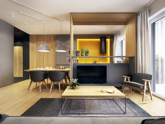 Progetto di una cucina-soggiorno in un appartamento