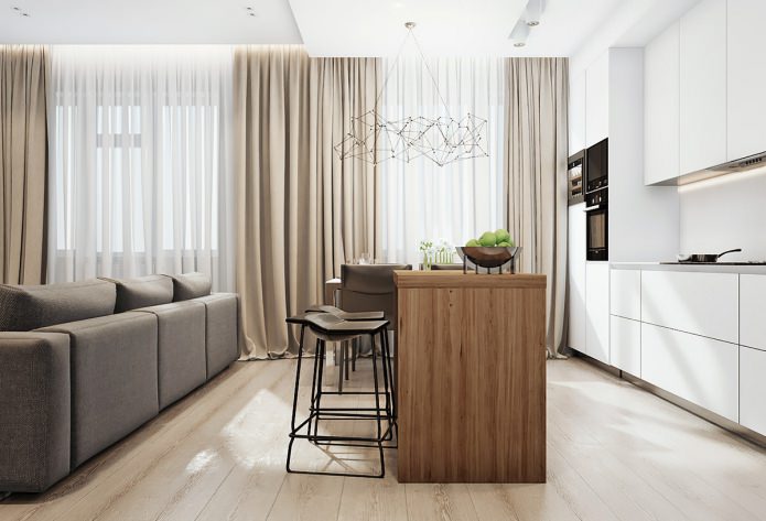Interno di una cucina-soggiorno in stile moderno