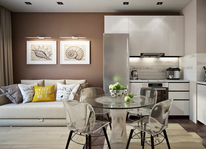divano letto nell'interno della cucina
