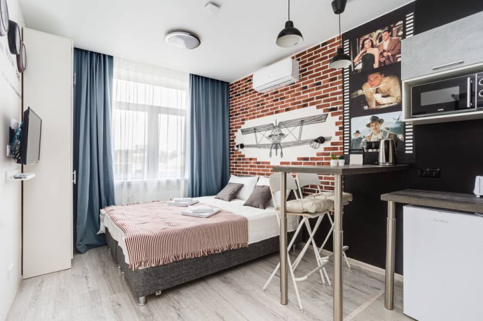 mobili nella zonizzazione cucina-camera da letto