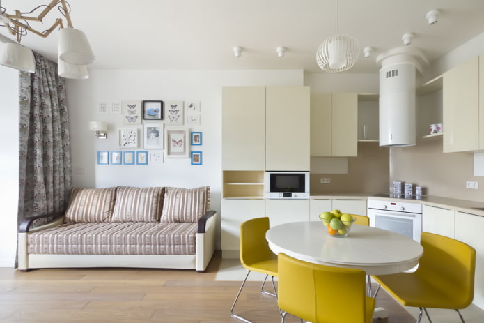 design degli interni cucina-camera da letto