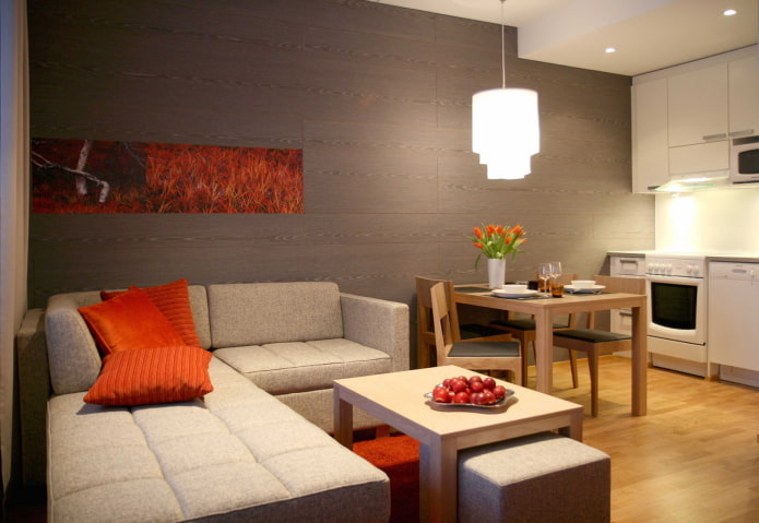 design degli interni cucina-camera da letto