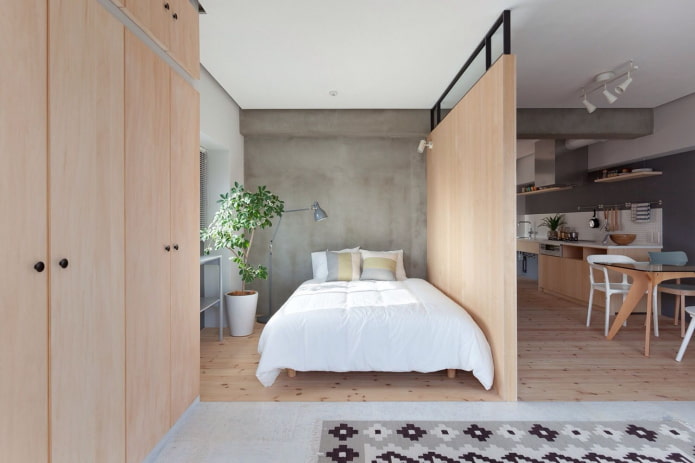 design degli interni cucina-camera da letto