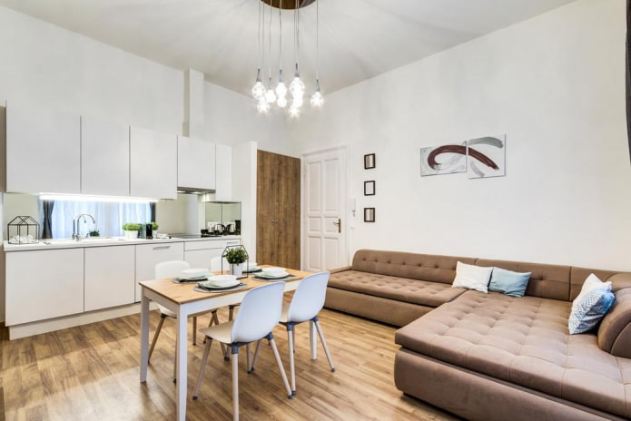 design degli interni cucina-camera da letto