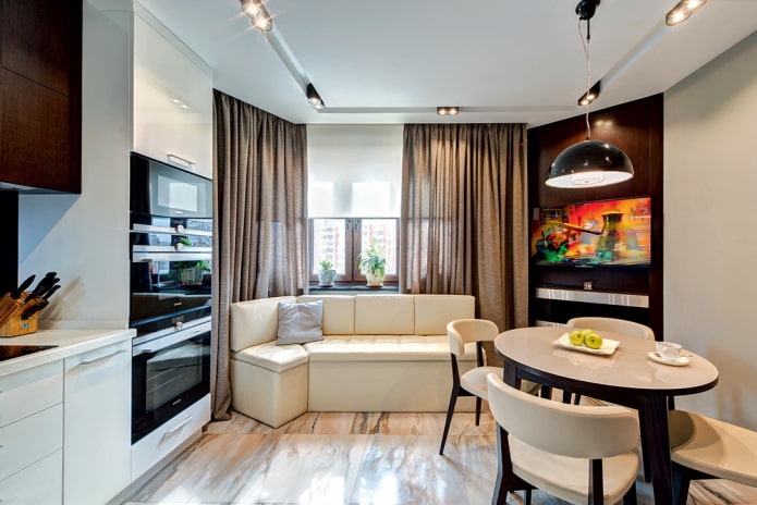 design degli interni cucina-camera da letto