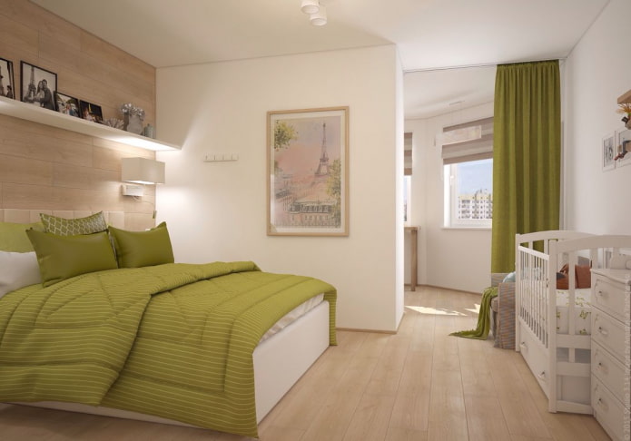 disposizione dei mobili nella camera da letto e nella cameretta per bambini