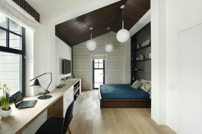 camera da letto con zona studio