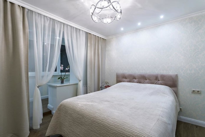 tende nella camera da letto abbinate alla loggia
