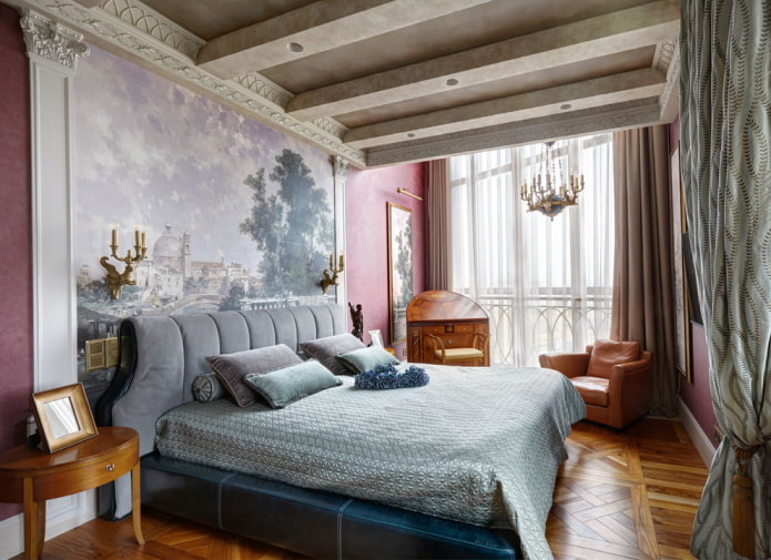 disposizione dei mobili nella camera da letto abbinata a una loggia